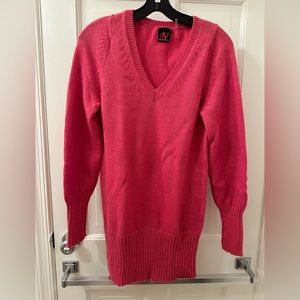 Adrienne Vittadini Pink Wool V-Neck Sweater
